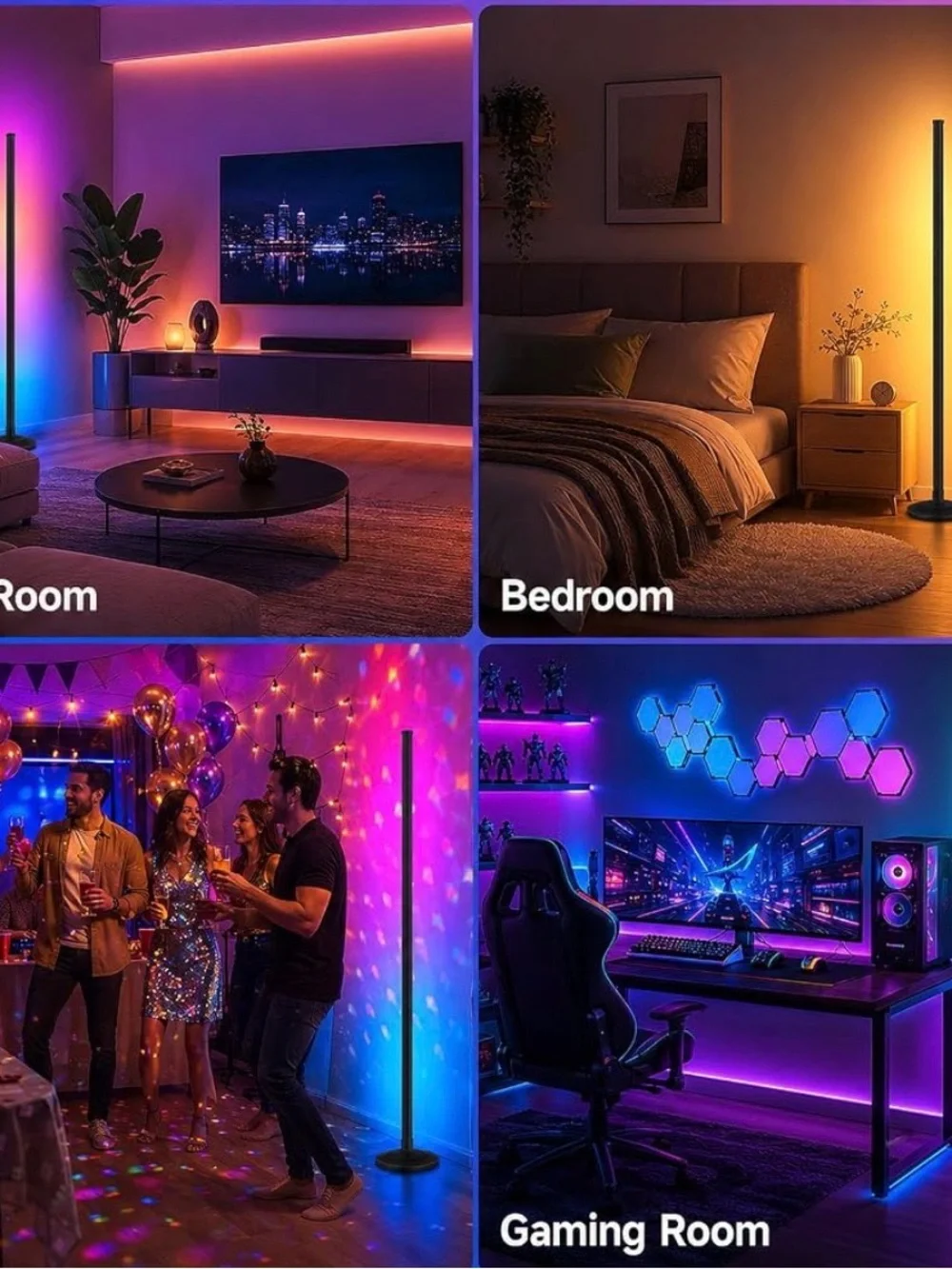 LED Ambient TV Backlight & Floor Lamp - Multicolor
